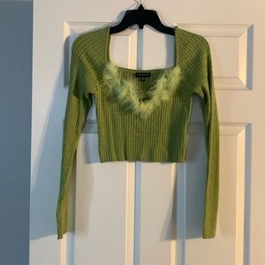 Vici fun green cropped sweater size L